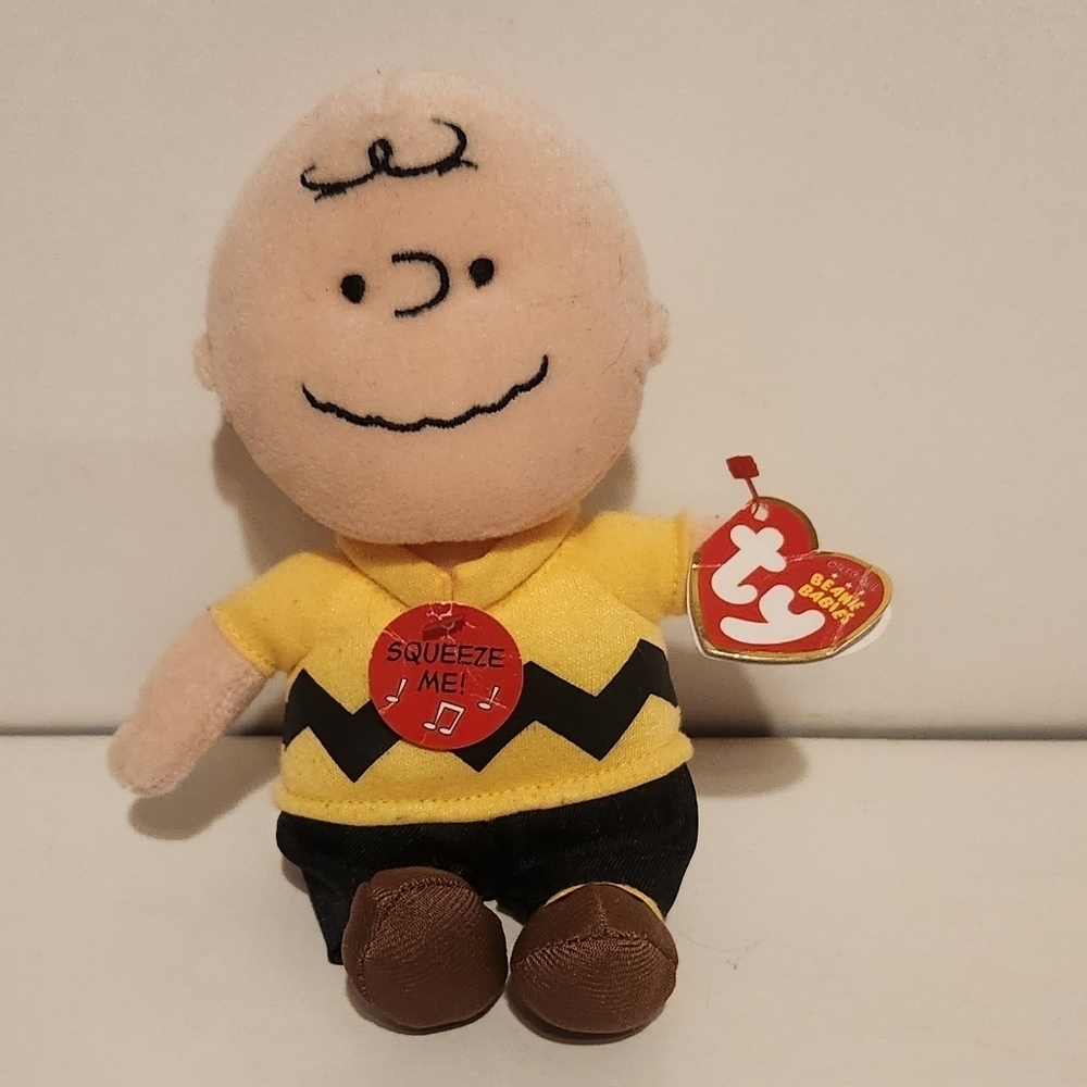 8” Ty Charlie Brown Plush Doll with Tags with nonfunctional voice box